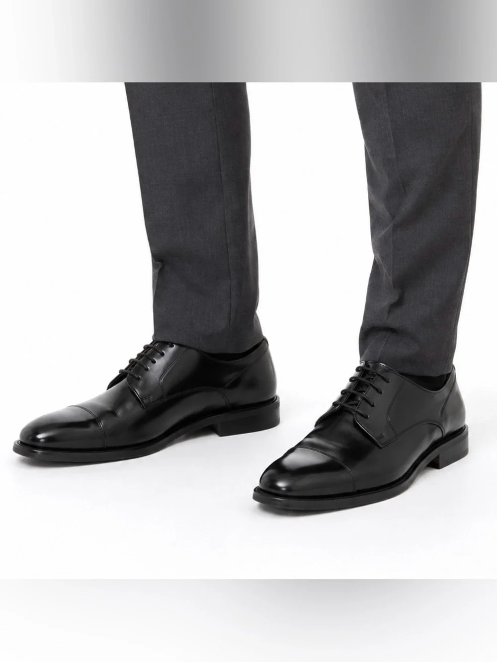 Cole Haan Men’s 10.5M Black Leather Dress Shoes Cap Toe Lace Up Nike Air